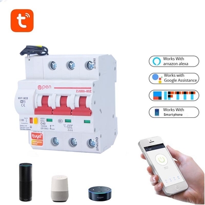 Tuya smart life 3P 400V Amanzon Alexa and Google home din remote control rail wifi mcb modular circuit breaker 10KA